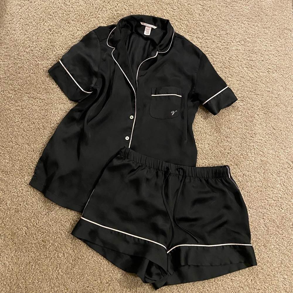 Victoria Secret Silk Black Pajama Set